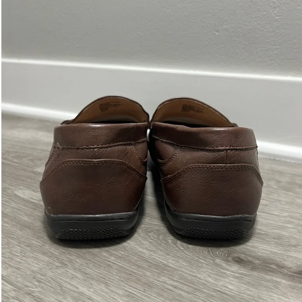 Brown Leather Slip On Loafer Shoes, Alfonso,‎ Size 10M